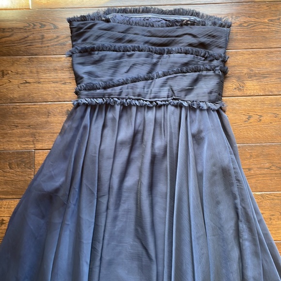Monique Lhullier navy blue strapless gown prom bridesmaid size 8 - Picture 4 of 9